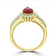1.60ct Ruby Ring With 0.44tct Diamonds Set In 14K Yellow Gold