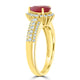 1.60ct Ruby Ring With 0.44tct Diamonds Set In 14K Yellow Gold