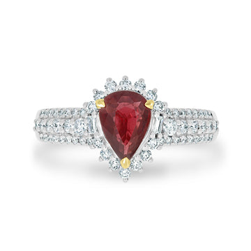 0.95Ct Ruby Ring With 0.44Tct Diamonds Set In 14K Two Tone Gold