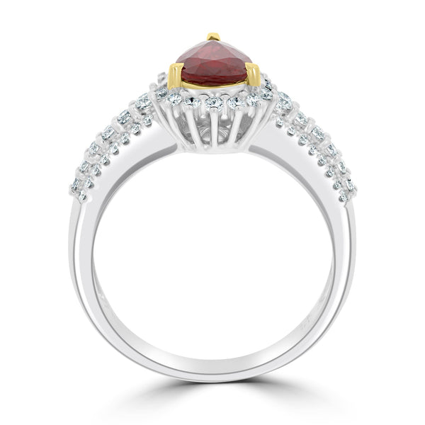 0.95Ct Ruby Ring With 0.44Tct Diamonds Set In 14K Two Tone Gold