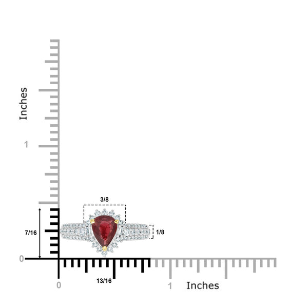 0.95Ct Ruby Ring With 0.44Tct Diamonds Set In 14K Two Tone Gold