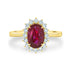 2.03Ct Ruby Ring With 0.36Tct Diamonds Set In 18K Yellow Gold