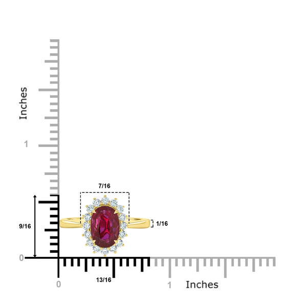 2.03Ct Ruby Ring With 0.36Tct Diamonds Set In 18K Yellow Gold