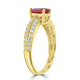 1.12Ct Ruby Ring With 0.37Tct Diamonds Set In 14K Yellow Gold