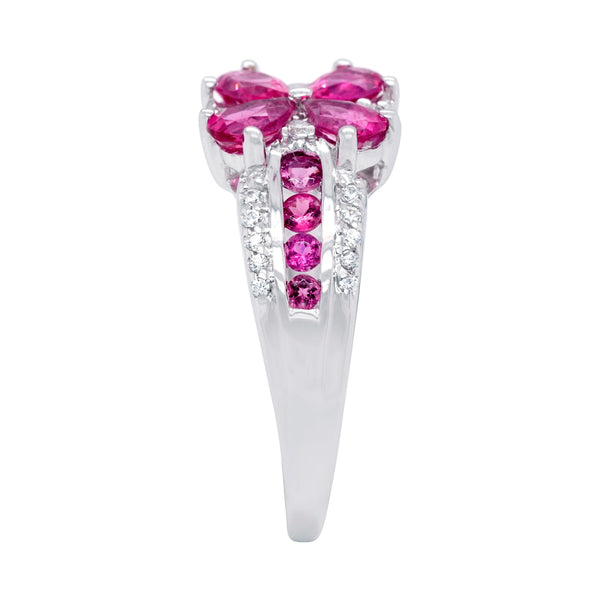 0.80ct Pink Tourmaline with 0.22ct diamonds set in 9K white gold