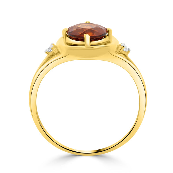 1.12ct Citrine Rings with 0.04tct Diamond set in 14K Yellow Gold