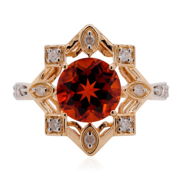 1.80ct Citrine ring with 0.14tct diamonds set in 14K yellow gold