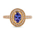 0.66ct Tanzanite Ring With 0.70tct Diamond Halo In 14K Yellow Gold