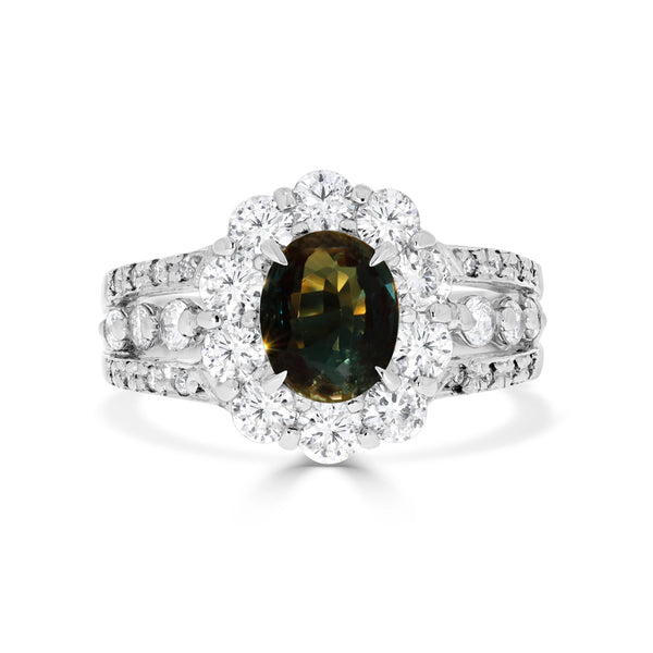 1.01ct Alexandrite Rings With 0.98tct Diamonds Set In Platinum 950