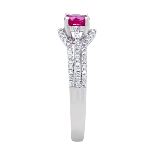 0.50ct Ruby ring with 0.27ct diamonds set in 14K white gold
