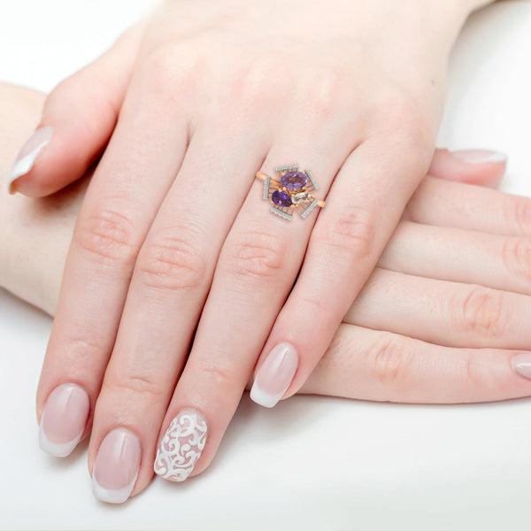 1.25tct Amethyst Rings in 14K Rose Gold