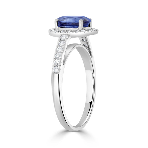 1.66ct Sapphire Ring with 0.28tct Diamonds set in 18K White Gold