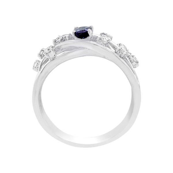 Platinum 0.35Ct Fine Alexandrite Ring With 0.24Tct Accent Diamonds