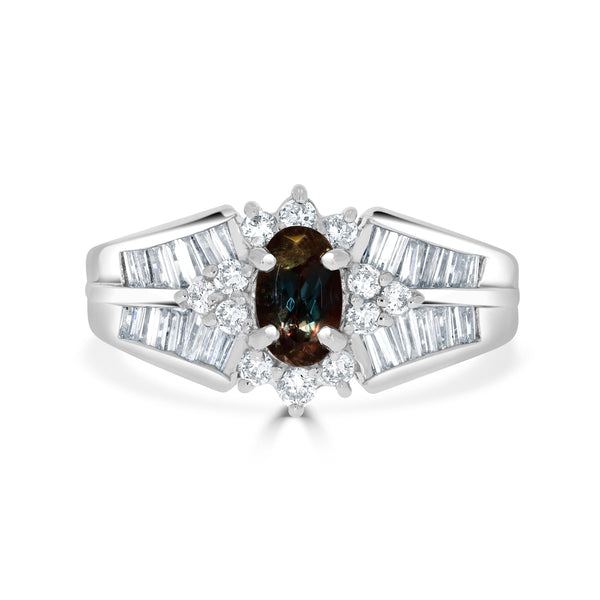 0.77ct Alexandrite Rings With 0.65tct Diamonds Set In Pt950 Platinum