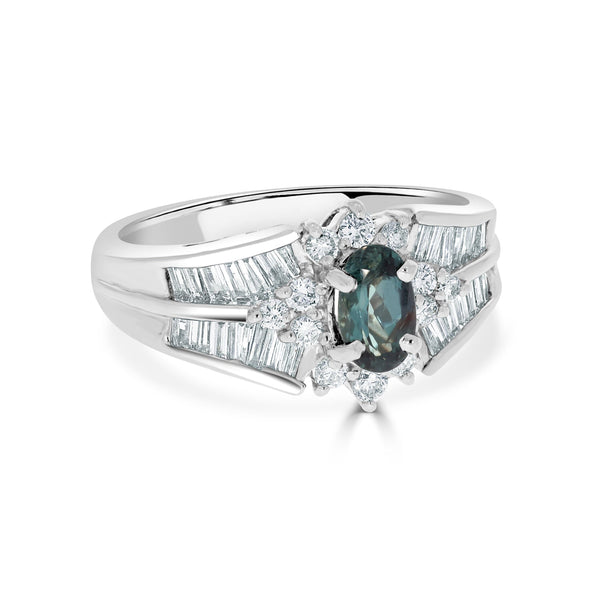 0.77ct Alexandrite Rings With 0.65tct Diamonds Set In Pt950 Platinum