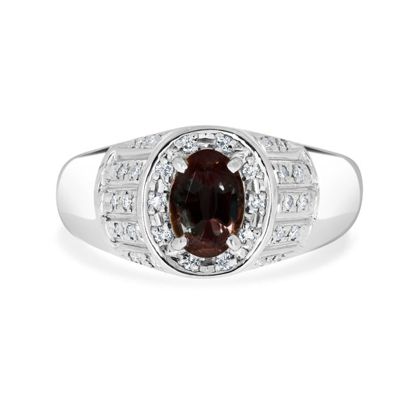 0.82ct Alexandrite Rings With 0.14tct Diamonds Set In Platinum 900 Platinum