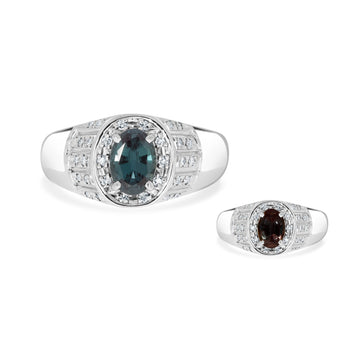 0.82ct Alexandrite Rings With 0.14tct Diamonds Set In Platinum 900 Platinum