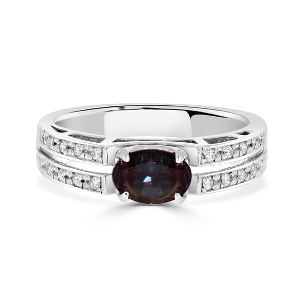 0.70ct Alexandrite Rings With 0.12tct Diamonds Set In Platinum 900 Platinum