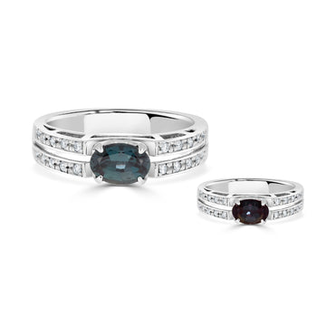 0.70ct Alexandrite Rings With 0.12tct Diamonds Set In Platinum 900 Platinum