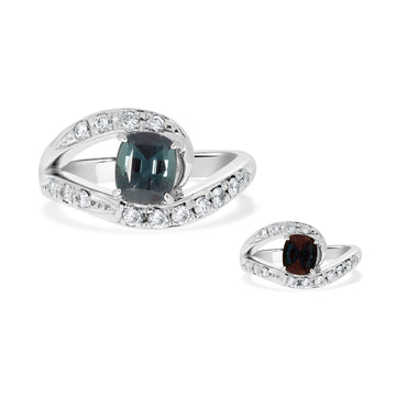 1.07ct Alexandrite Rings With 0.30tct Diamonds Set In Platinum 900 Platinum