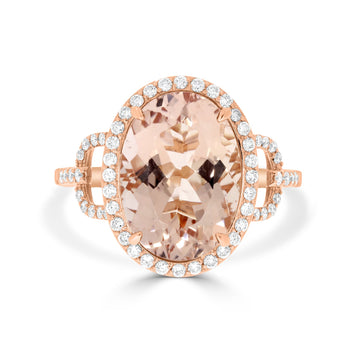 5.58ct Morganite Rings with 0.37tct Diamond set in 14K Rose Gold