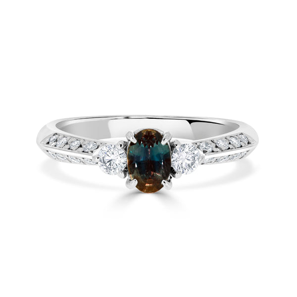 0.39ct Alexandrite Rings With 0.27tct Diamonds Set In Platinum 950 Platinum
