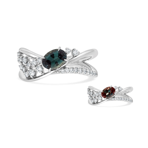 0.68ct Alexandrite Rings With 0.25tct Diamonds Set In Platinum 950 Platinum