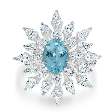 2.01ct Paraiba Tourmaline Rings with 2.42tct diamonds set in 18kt white gold