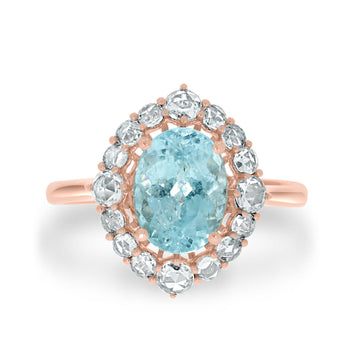 1.92ct Paraiba Rings with 0.49tct diamonds set in 18KT tose gold