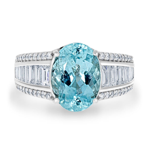 3.21ct Paraiba Rings with 1.17tct diamonds set in 18KT white gold