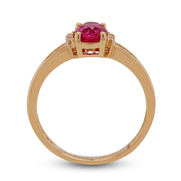 18K yellow gold 1.11ct Ruby Rings with 0.14tct Diamond accents