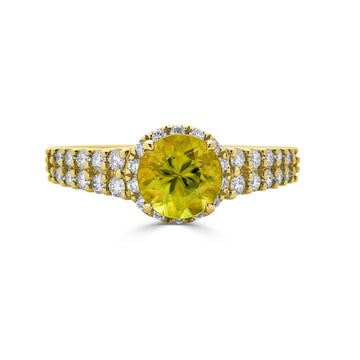 1.71ct Sphene ring with 0.58tct diamonds set in 14K yellow gold