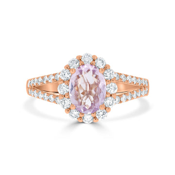 0.99ct Sapphire Rings with 0.56tct diamonds set in 14KT rose gold