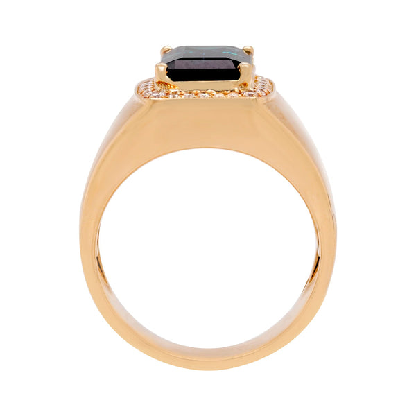 Men's 4.33ct Tourmaline In 14k Yellow Gold With 0.25ct Diamond Halo Ring