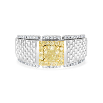 0.7tct Yellow Diamond Ring with 0.41tct Diamonds set in 14K Two Tone gold