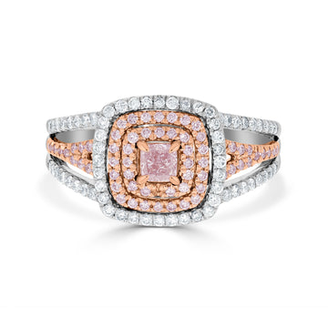 0.20ct Pink Diamond Ring with 0.61tct Diamonds set in 14K Two Tone Gold