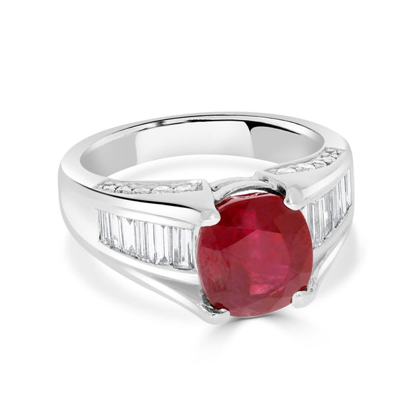 4.63ct Burma Ruby Ring with 1tct Diamonds set in Platinum