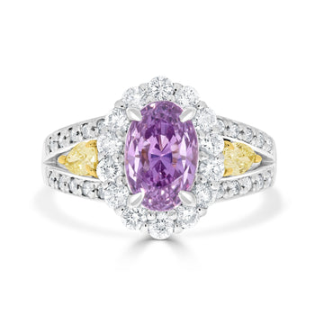 3.79ct Sapphire Ring with 1.02tct Diamonds set in Platinum