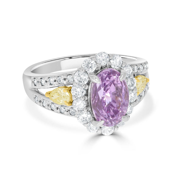 3.79ct Sapphire Ring with 1.02tct Diamonds set in Platinum