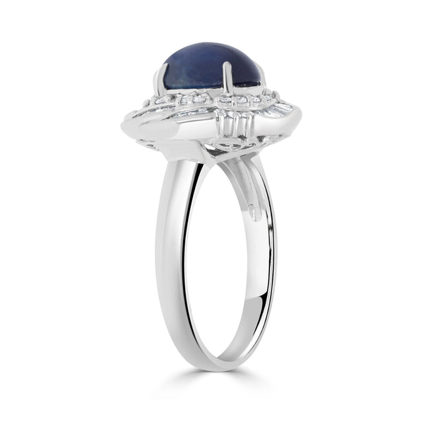 3.62ct Sapphire Ring with 0.58tct Diamonds set in 900 Platinum