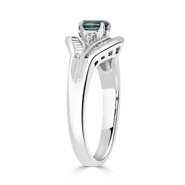 0.47ct Alexandrite Rings With 0.48tct Diamonds Set In Platinum 900 Platinum