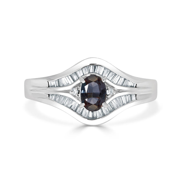 0.47ct Alexandrite Rings With 0.48tct Diamonds Set In Platinum 900 Platinum