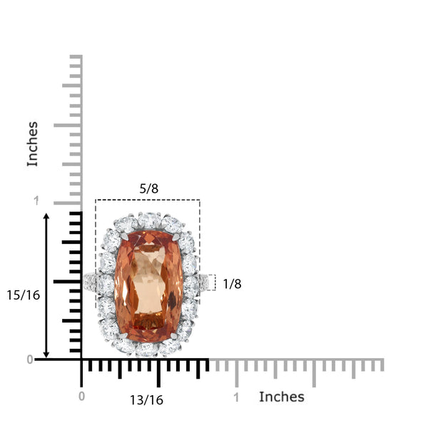 15.28ct Imperial Topaz Ring With 3.54ct Diamonds Set In Platinum