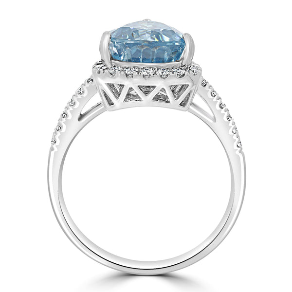 4.29ct Blue Zircon Ring with 0.37tct Diamonds set in 950 Platinum
