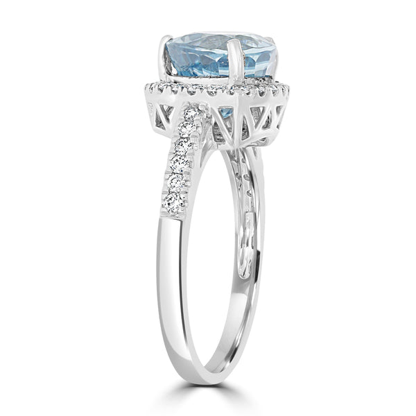 4.29ct Blue Zircon Ring with 0.37tct Diamonds set in 950 Platinum