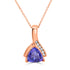 3.29ct Tanzanite Pendant with 0.11tct Diamonds set in 14K Rose Gold