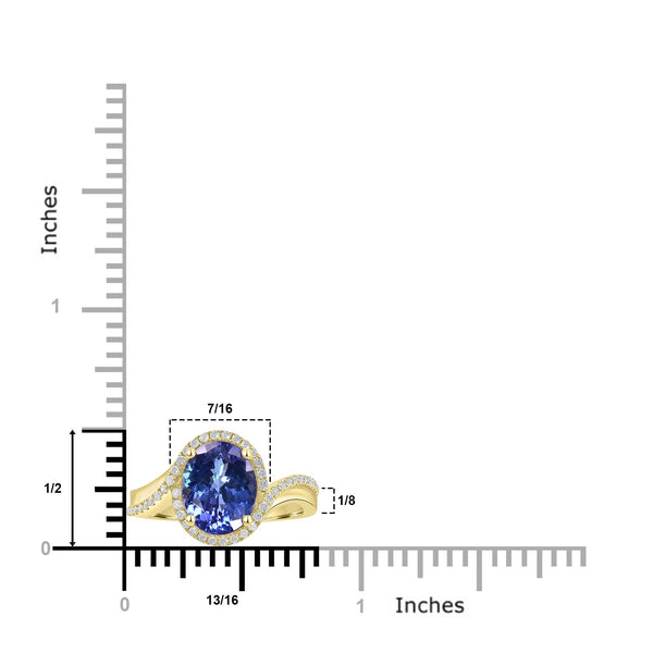 2.49ct Tanzanite Rings with 0.23tct Diamond set in 14K Yellow Gold