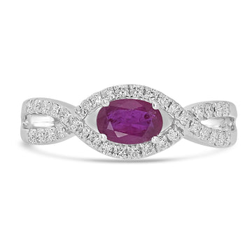 0.43ct Ruby Rings with 0.26tct Diamond set in 14K White Gold
