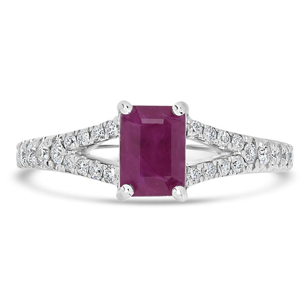1.23ct   Ruby Rings with 0.31tct Diamond set in 14K White Gold