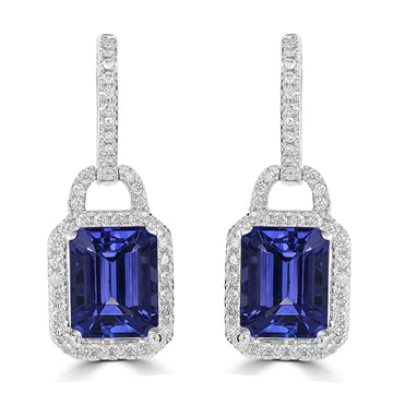 5.94tct Tanzanite Earring with 0.53tct Diamonds set in 14K White Gold
